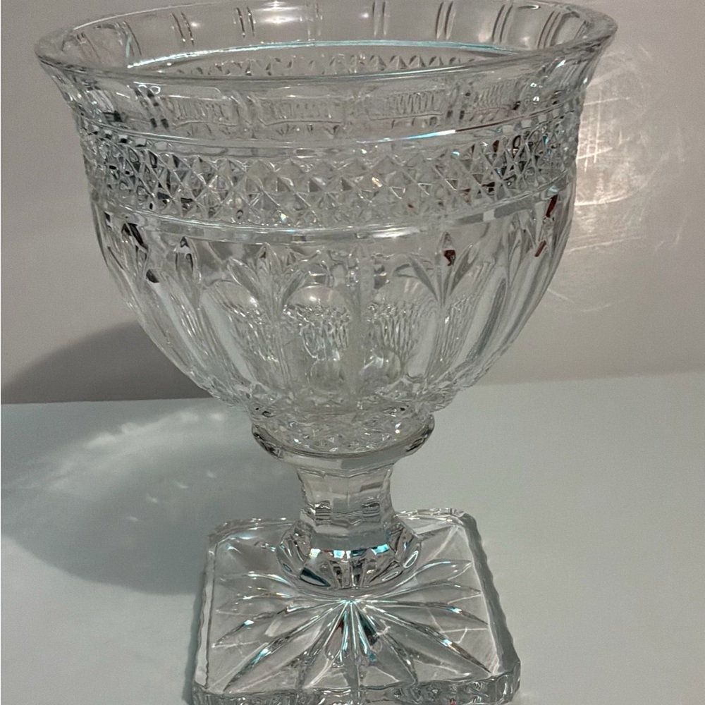 Vintage Shannon Godinger Crystal Pedastel Compote Bowl Brandon Pattern